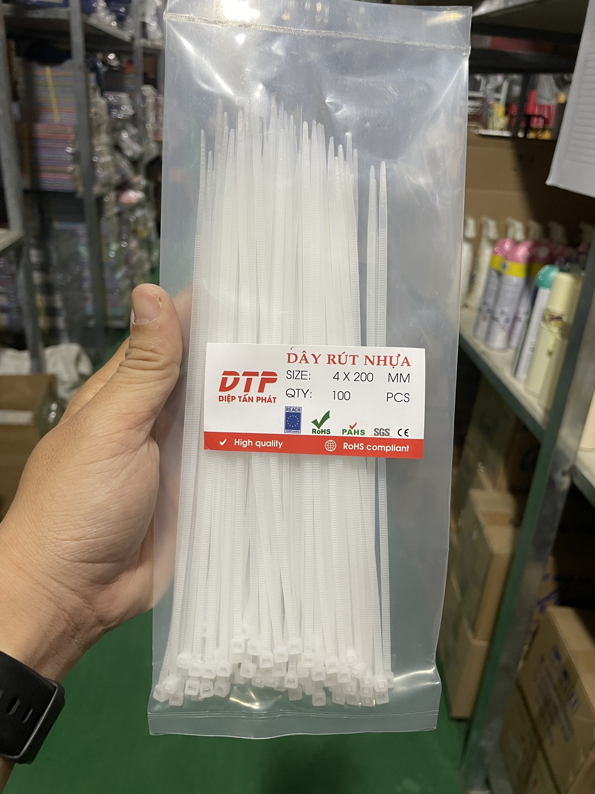 Dây rút nhựa 20cm màu trắng