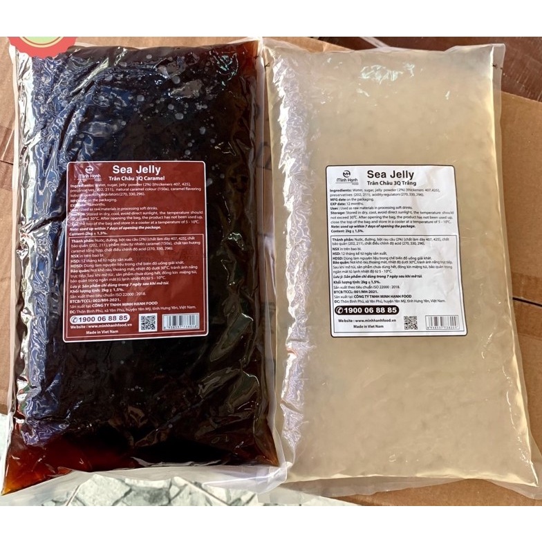 2kg trân châu 3q trân châu trắng/đen sea jelly topping giòn ngon