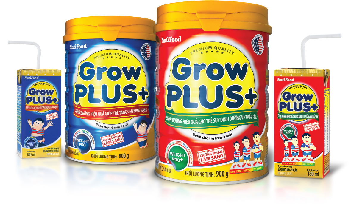 Sữa bột Nutifood GrowPLUS+ đỏ trên 1 tuổi Lon 900g