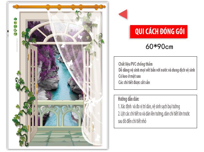Decal trang dán tường Của Sổ Lãng mạn Tím SK9022A