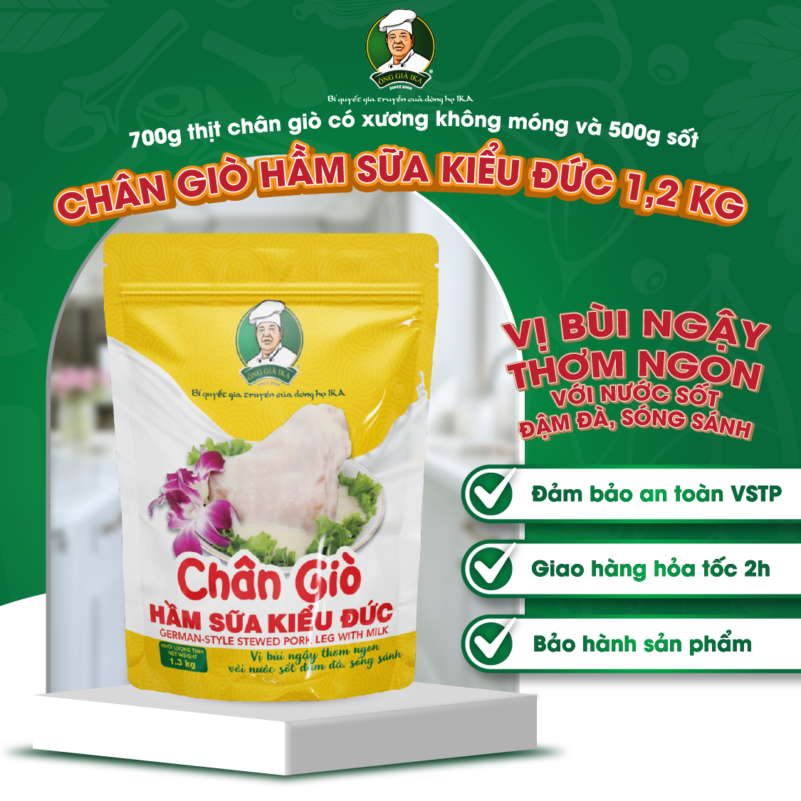 Chân giò hầm sữa kiểu Đức 1.2kg - Ông già IKA ( Chỉ giao tại Hà Nội)
