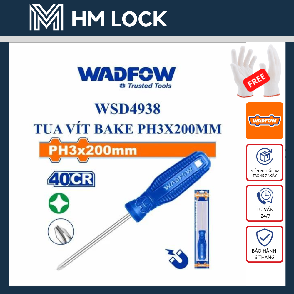 Tua vít bake wadfow ph0x75mm, ph3x150mm, ph3x200mm - hàng chính hãng - hm lock