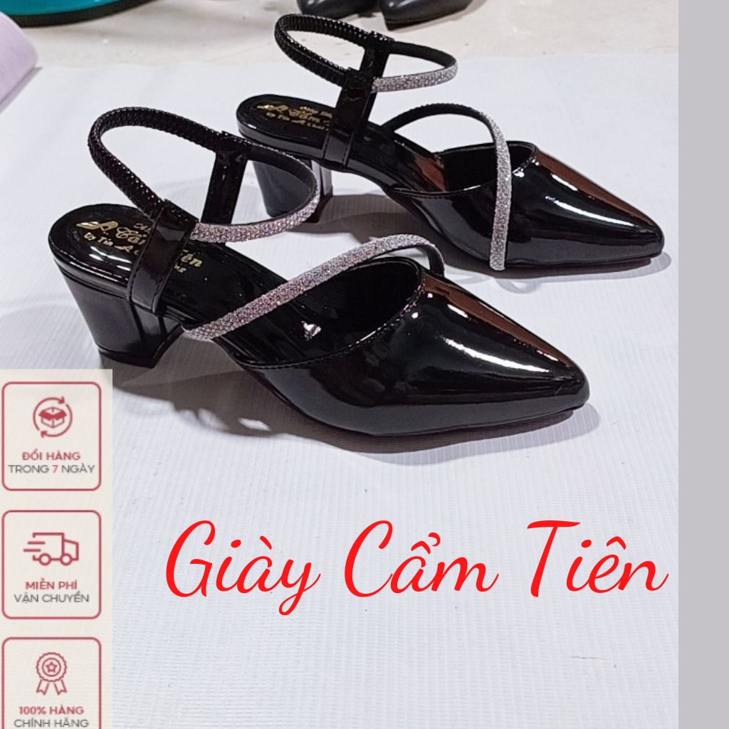 Giày sục bít mũi nữ cao gót ( big size) size 33-43  gót  3cm,5cm  đính đá (ảnh thật )