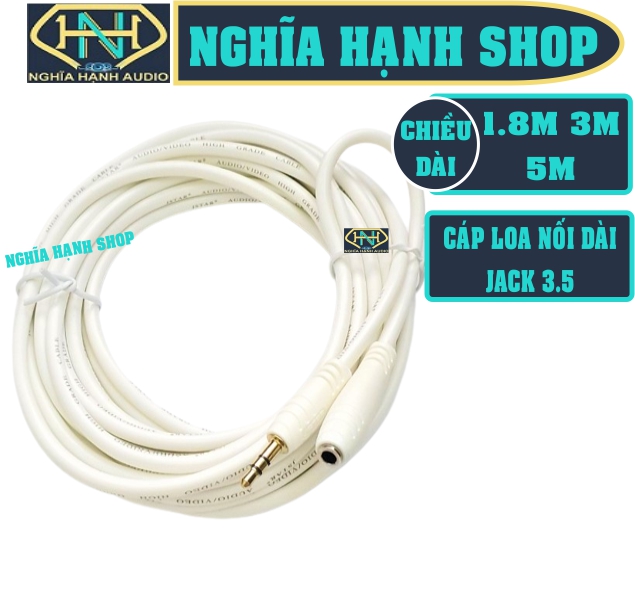 Cáp loa nối dài jack 3.5 dài 1.5M 3M 5M(cáp nối dài giắc 3.5)