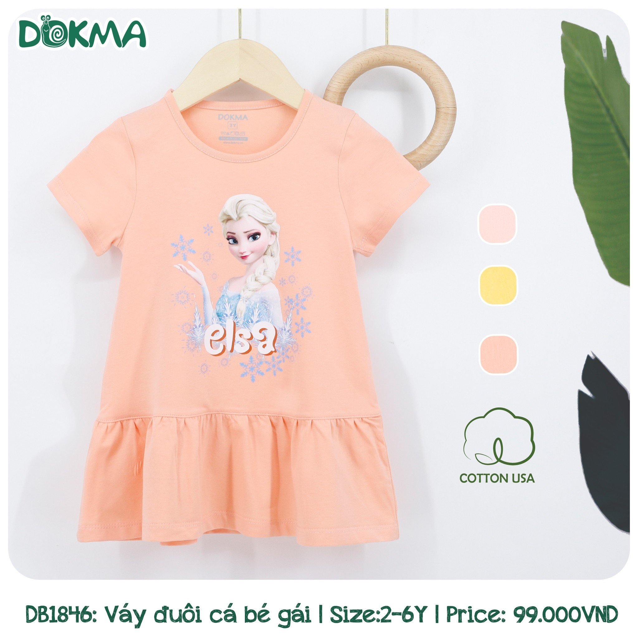 Váy cộc tay bé gái Dokma DB1846 (2-6 tuổi, 11-22kg)
