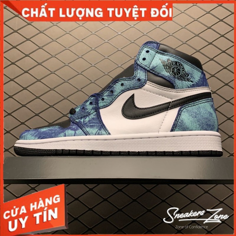 (FREESHIP+HỘP+QUÀ) Giày thể thao AIR JORDAN 1 Retro High Tie Dye xanh dương cao cổ nhiều màu cực phong cách