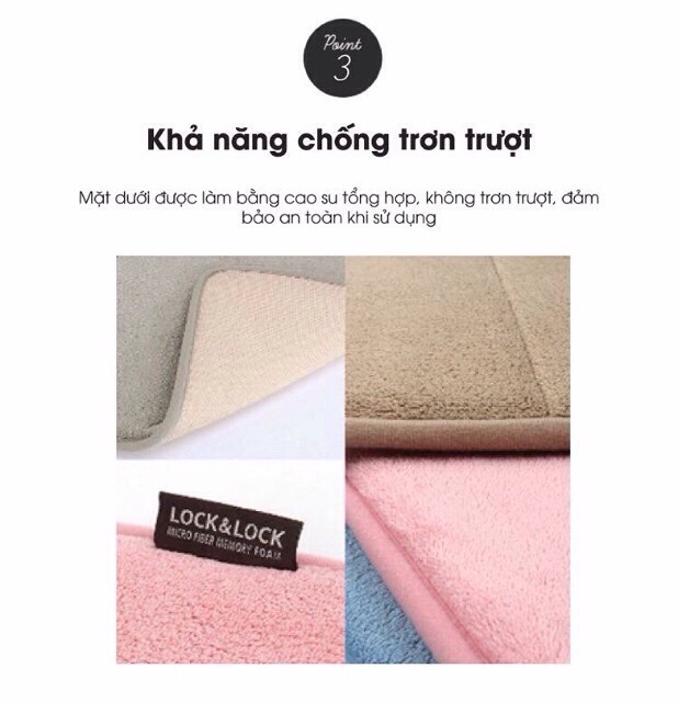 Thảm chùi chân Lock&Lock Memory Foam MAT512 Size S (Trơn)