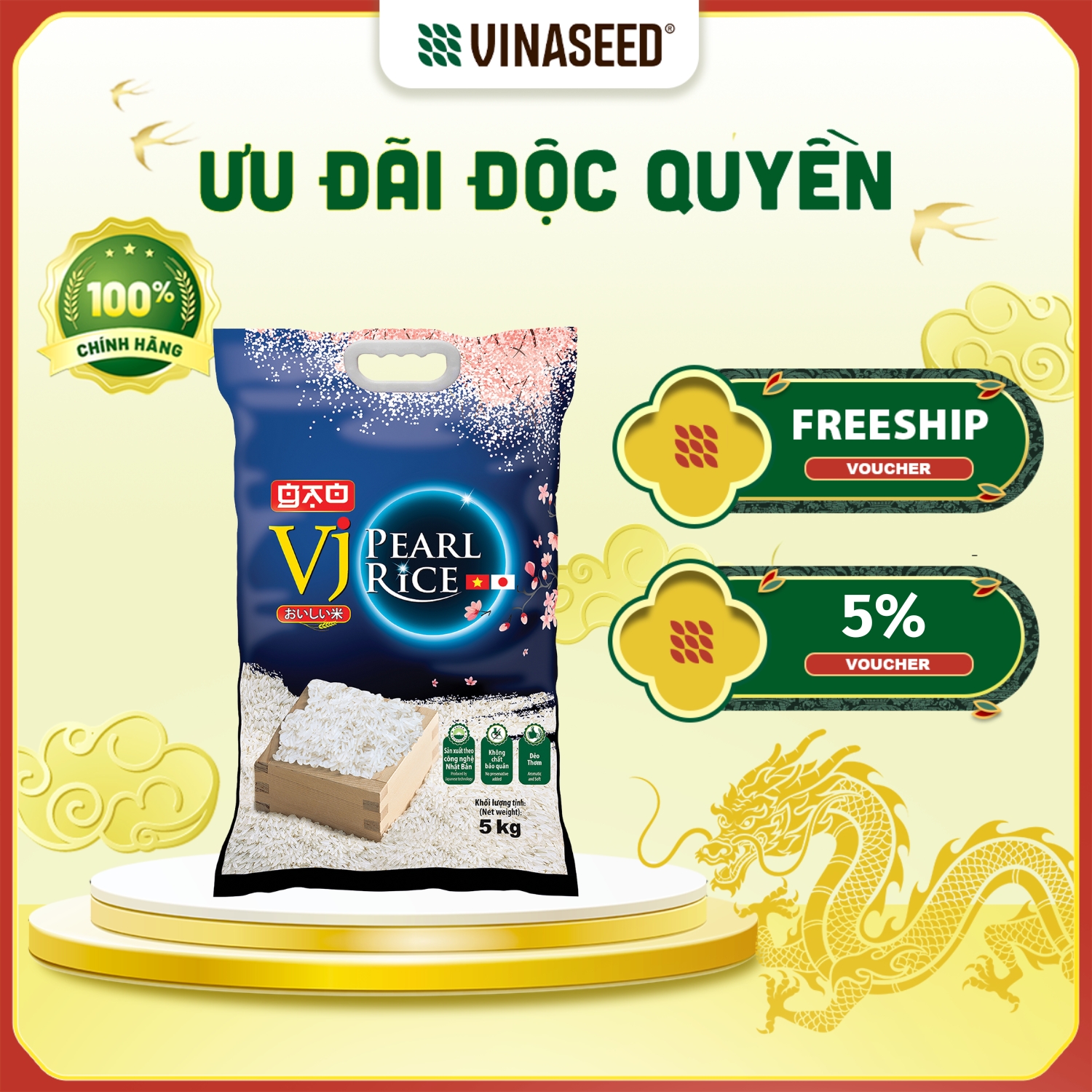 Gạo VJ Pearl Rice Vinaseed Túi 5kg