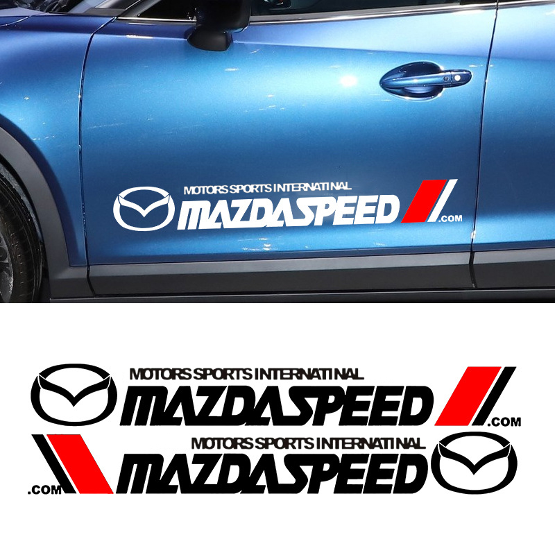 Tem dán cửa phong cách sport phù hợp cho xe mazda decal 3 lớp màu đen trắng trang trí thân xe đẹp mắt