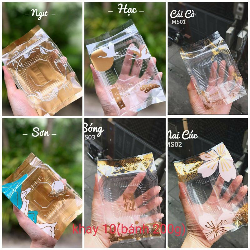 Set khay +túi ép trung thu size 10(200 g)100 bộ