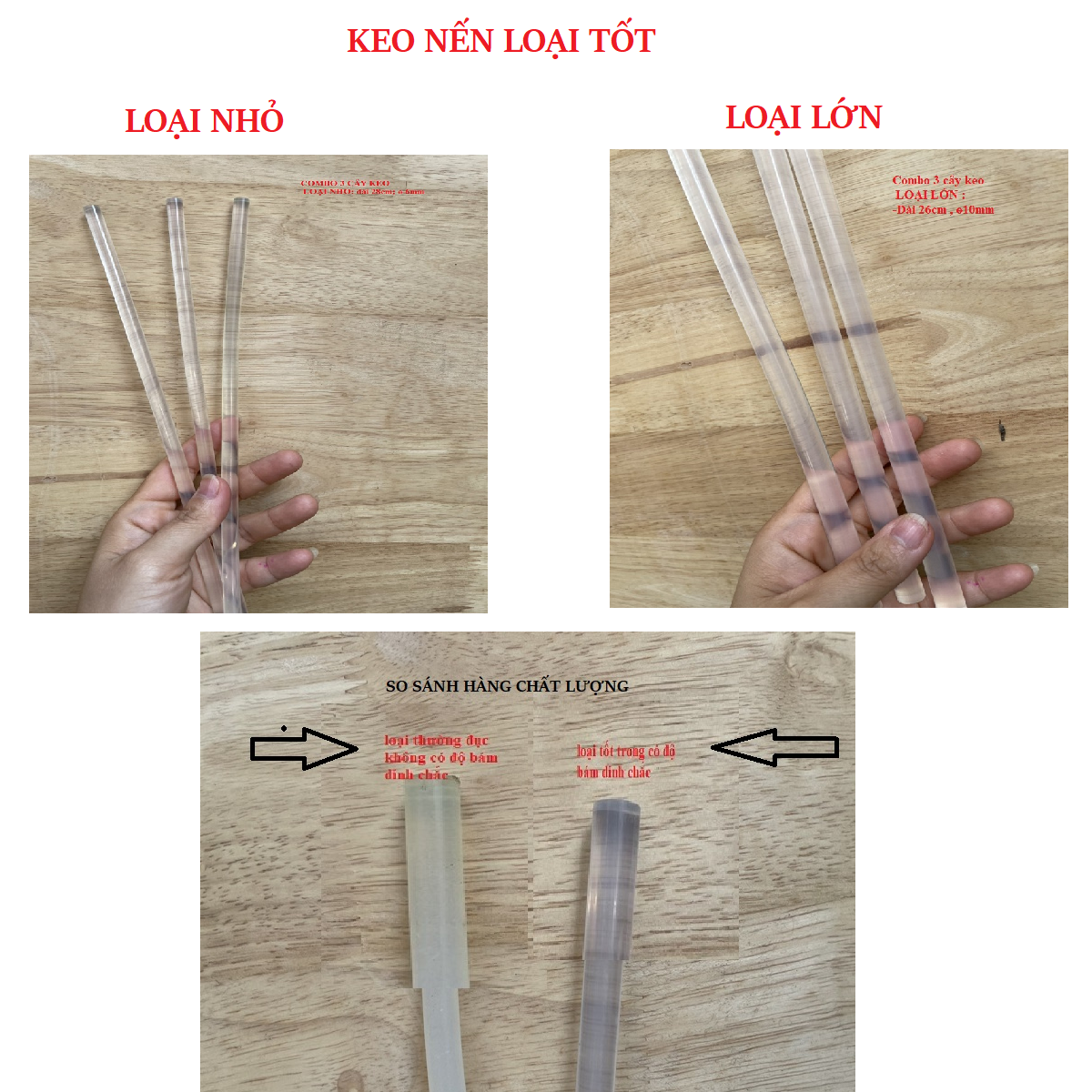 [ 3 CÂY ] KEO NẾN LOẠI TỐT TRONG SUỐT, sử dụng cho súng bắn keo - TH 833.834