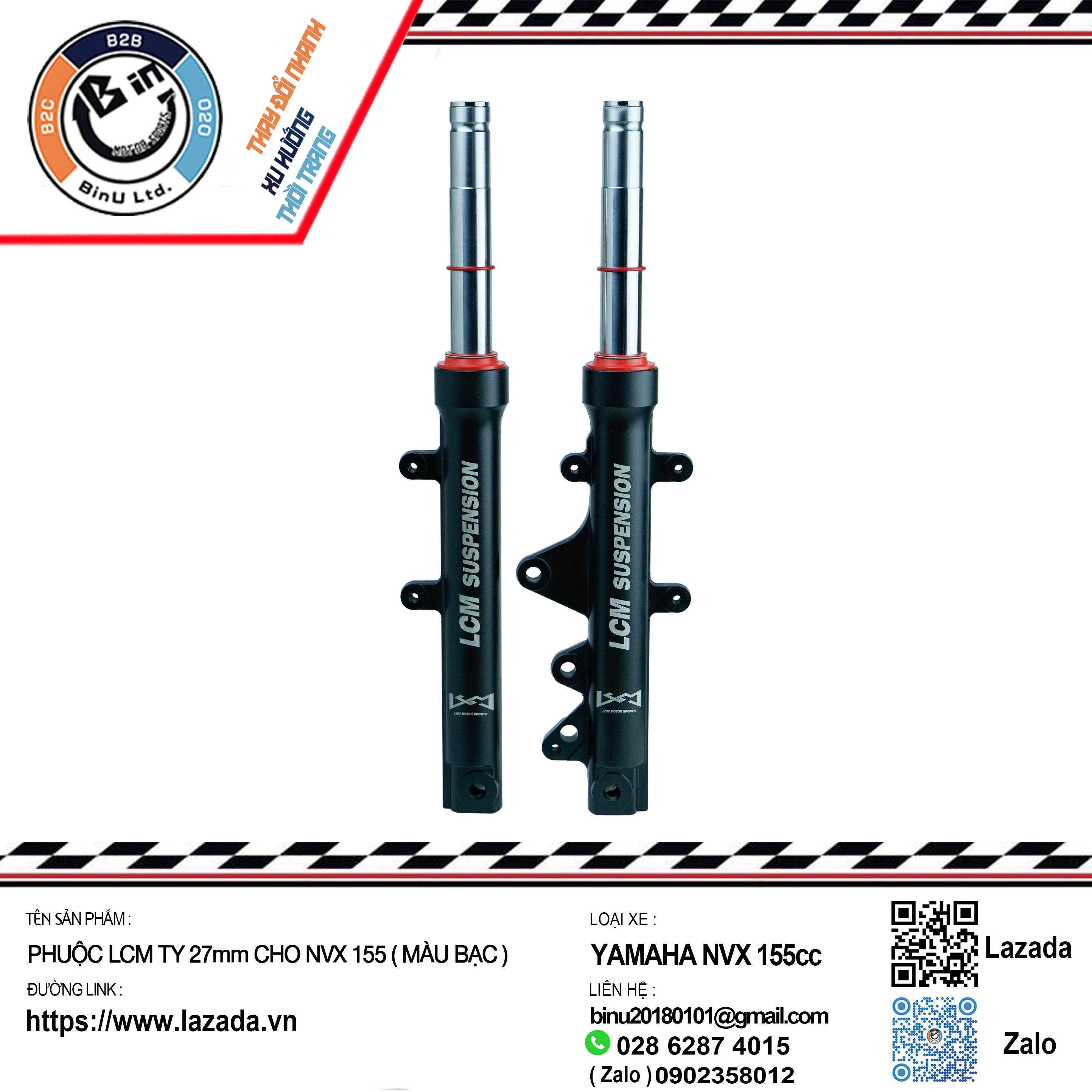 Phuộc Trước NVX 27mm - Bạc