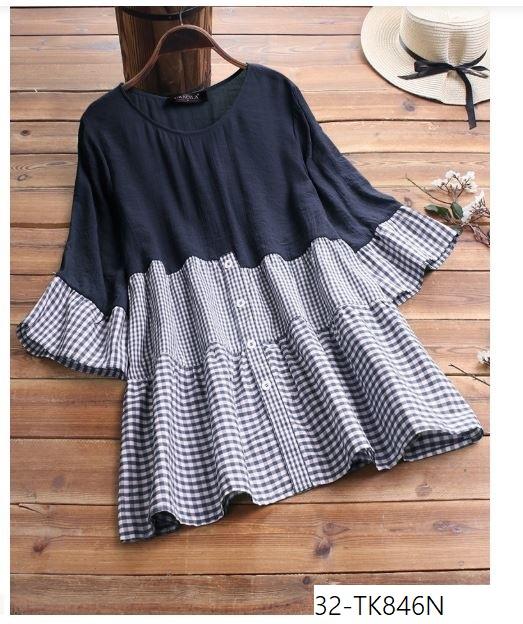 TK846N-ÁO BABY DOLL MÀU PHỐI SỌC TAY LỠ S-6XL