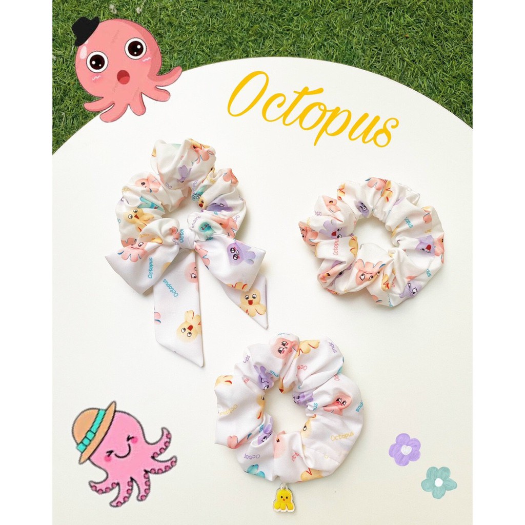 [ATKSHOP] Cột tóc scrunchies charm , nơ bạch tuộc dễ thương