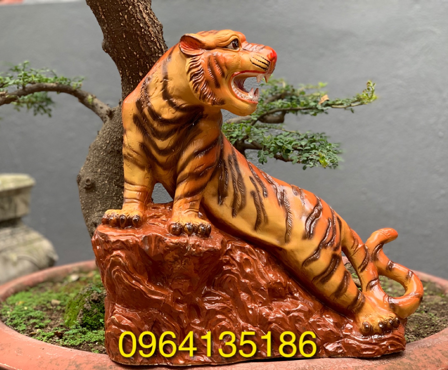 Tượng hổ h36cm tiểu cảnh trang trí gốm sứ Bát Tràng