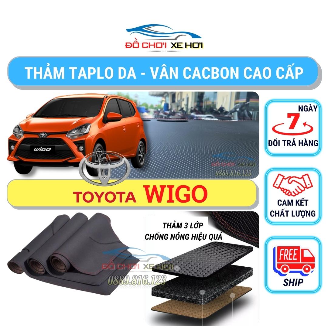 Thảm phủ taplo da xe WIGO, thảm taplo da vân cacbon