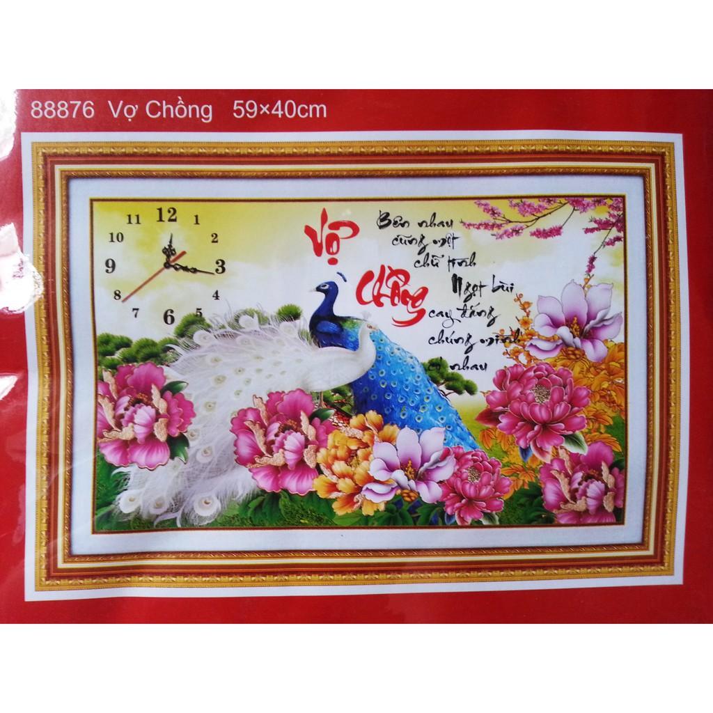 Tranh thêu chữ thập 3D Đồng Hồ Vợ Chồng 88876 KT:59x40cm