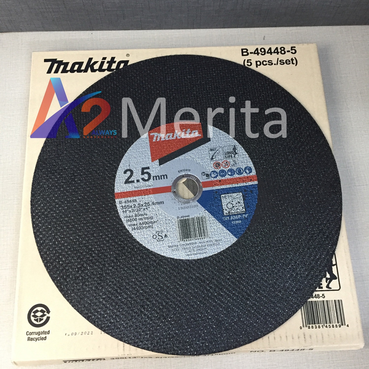Bộ 5 đá cắt sắt mỏng 355x2.5x25.4mm makita b-49448-5