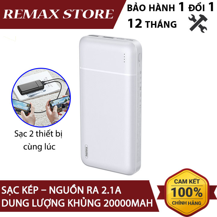 Pin Dự Phòng 20000mah Remax RPP-166 Lango Series Fast Charing 2.1A tích hợp 2 cổng USB