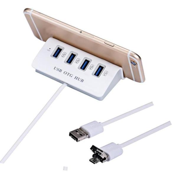Bộ chia 4 Cổng USB OTG HUB - Kết nối điện thoại với bàn phím và chuột - GIÁ CỰC HOT