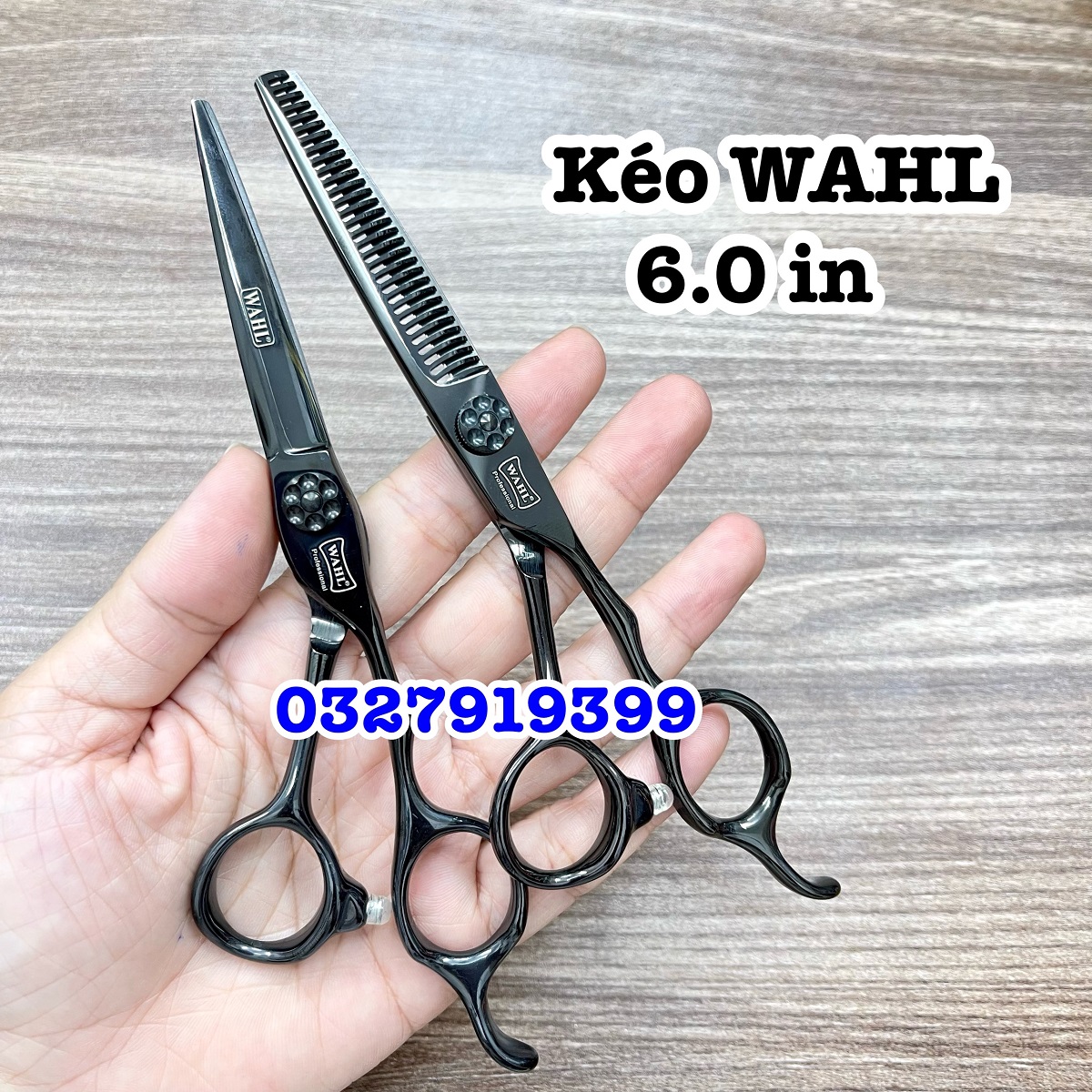 Wahl Japanese Hair Cutting Scissors 6.0 Inch S440C Steel Hardness 62Hrc High Quality Good Price Sharp Scissors (Black W Curved)