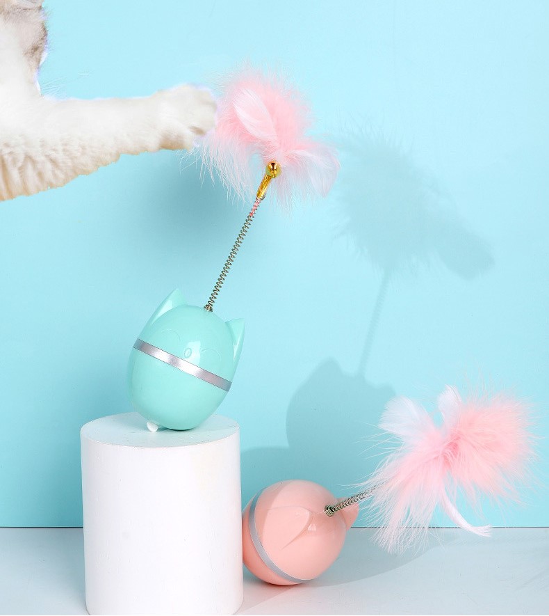 đồ chơi hình mèo lật đật lông vũ - T3 PETS SHOP