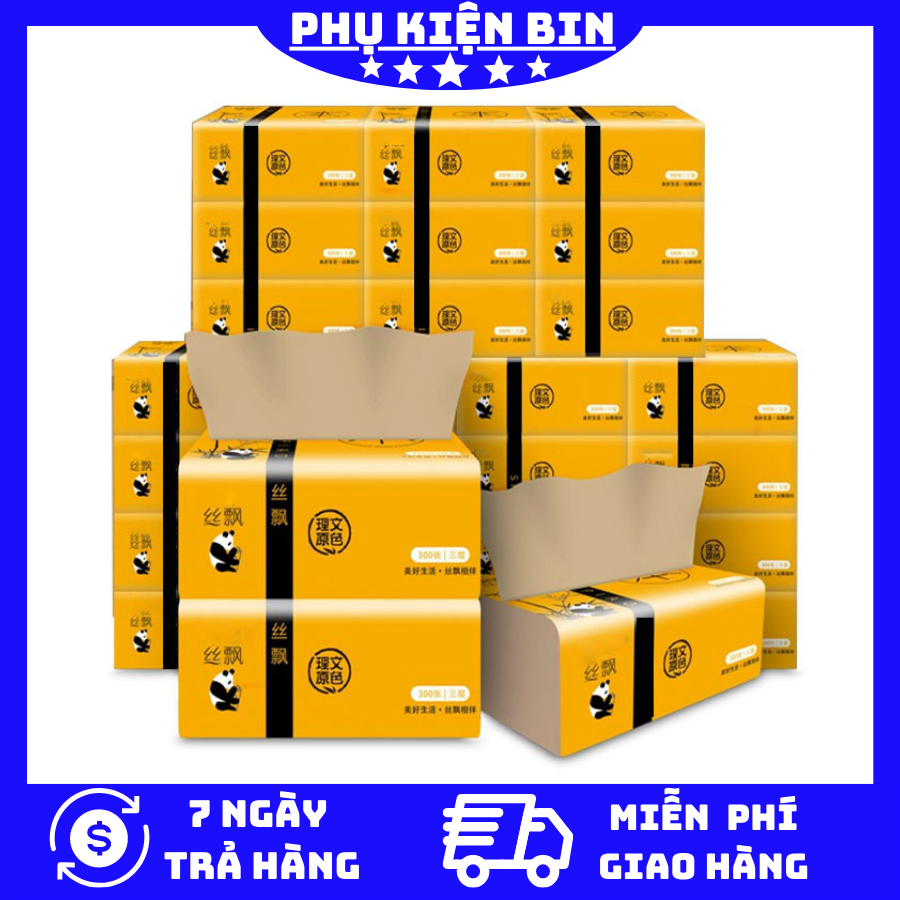 [HCM]COMBO 10 gói Khăn giấy rút giấy ăn gấu trúc SIPIAO nguyên liệu sợi tre cao cấp không chứa chất tẩy trắng mềm dai và không có mùi