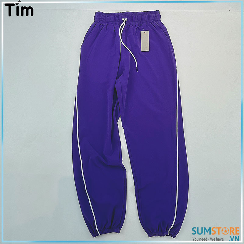 Quần jogger v1 viền trắng có túi 2 bên màu tím - quần thể thao cho nữ