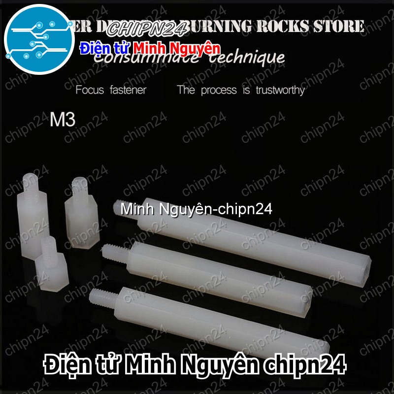(F31-32) Cọc nhựa M3 (Đực-Cái) (Trụ nhựa 5mm/7mm/10mm/12mm/15mm/20mm/25mm/30mm/35mm/40mm/45mm/50mm) - [Chọn Loại] - HHH.00049