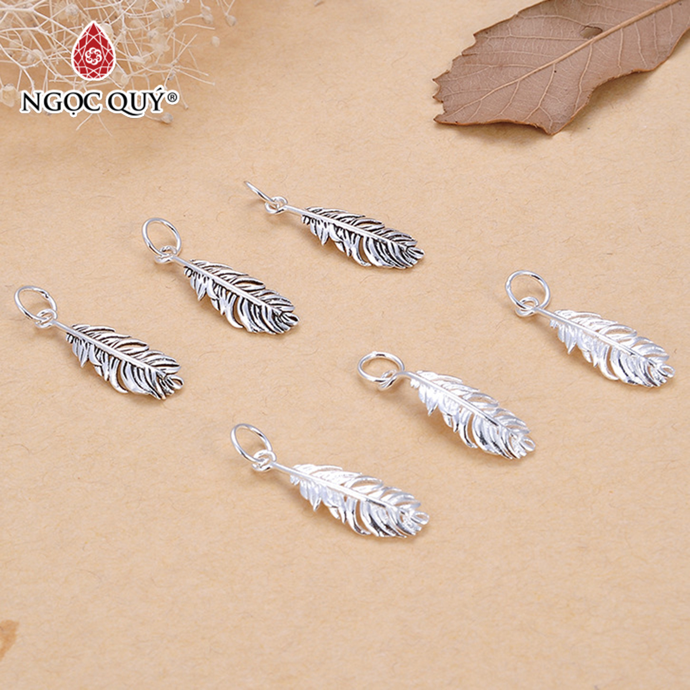 [HCM]Charm bạc lông vũ treo - Ngọc Qúy Gemstones