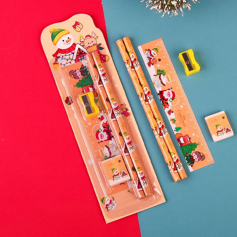 Sỉ lẻ bộ quà tặng giáng sinh, bộ quà noel 5 món, bộ quà tặng đồ dùng học tập dễ thương cho bé, bạn bè, học sinh
