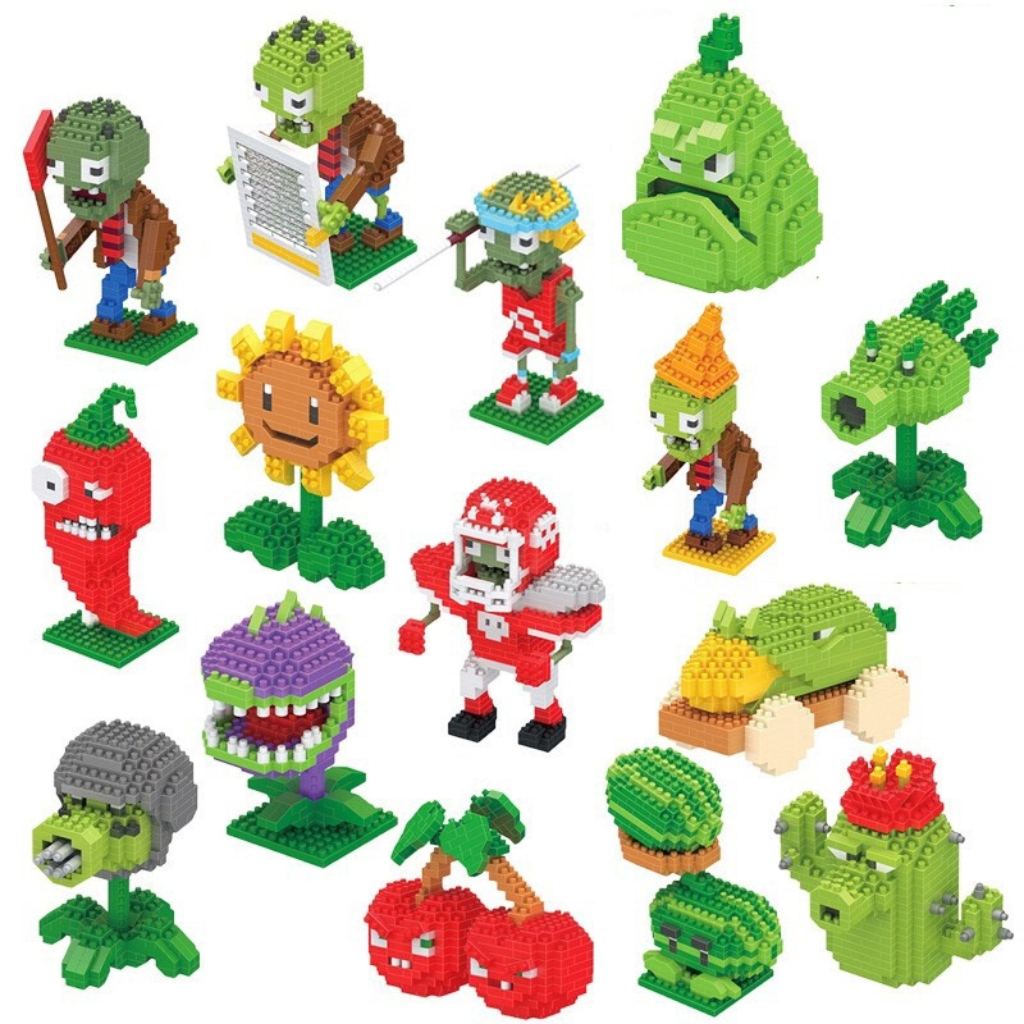 Đồ chơi lắp ráp hoa quả và zombies, game plants vs zombies