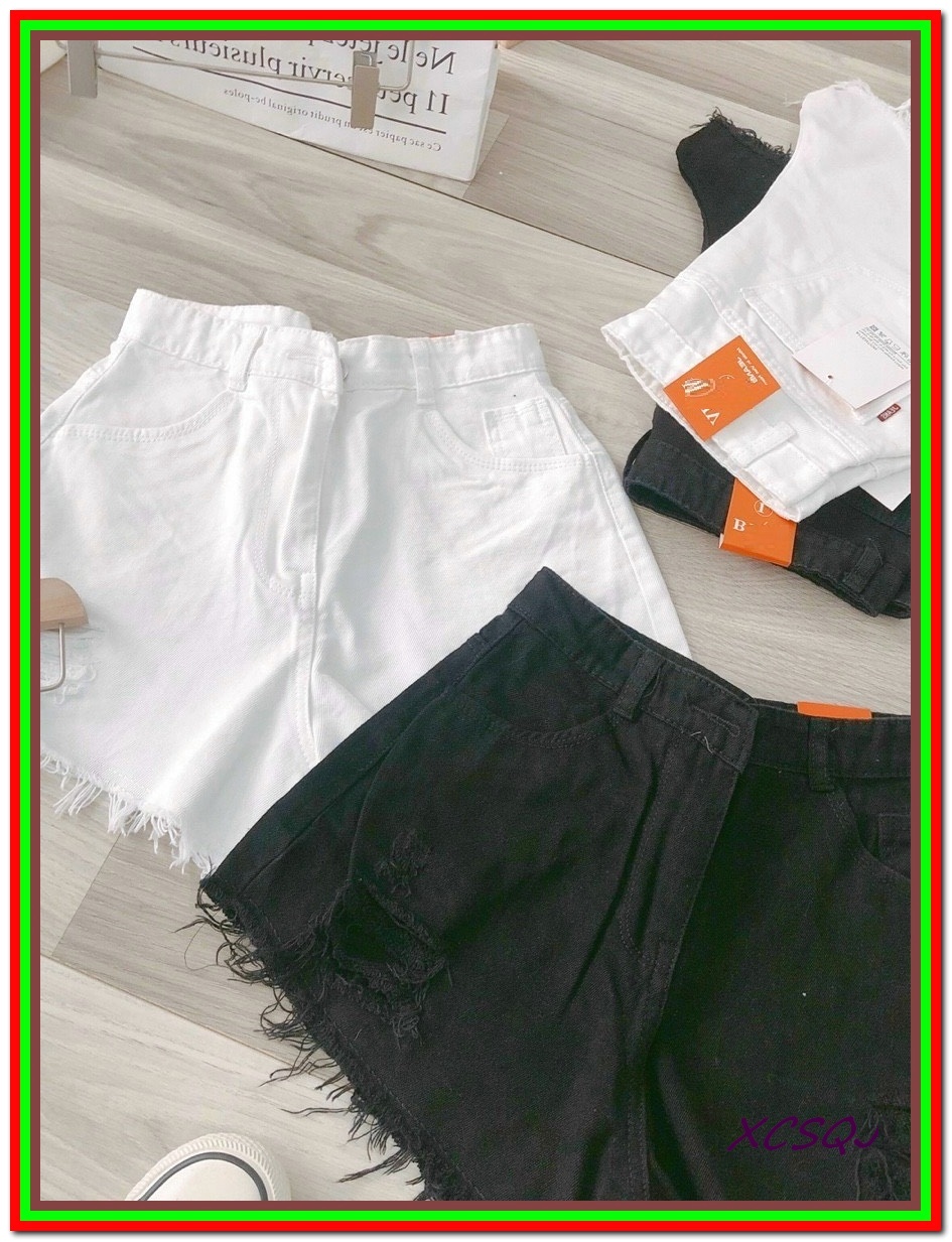Quần short jean nữ RÁCH ĐEN TRẮNG tua lai xịn, chất jean mềm và mịn, giá sỉ rẻ xưởng sản xuất N.19