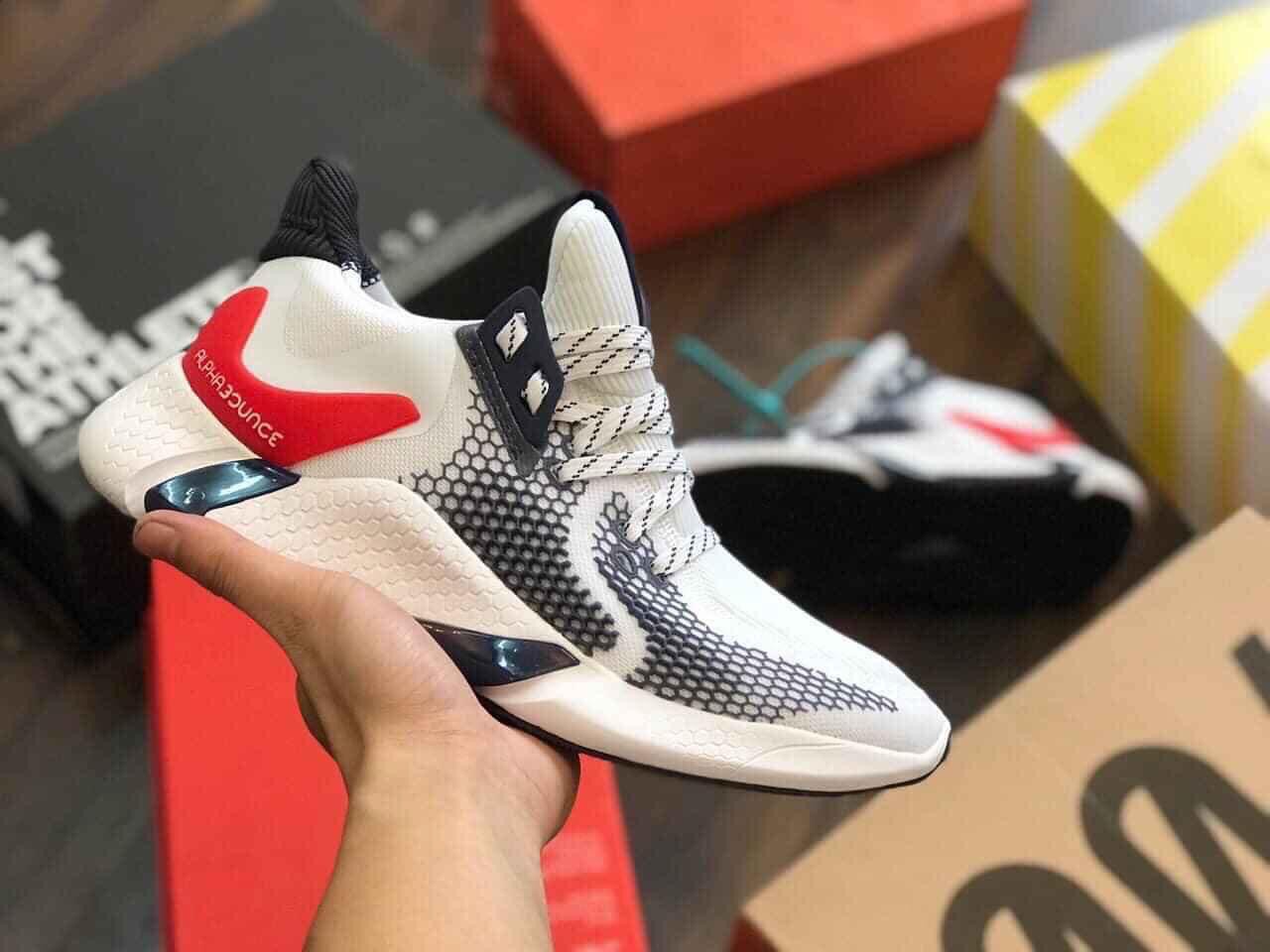 Giày Sneaker Nam Nữ Alphabounce 2020 Trắng Xanh (fullbox)