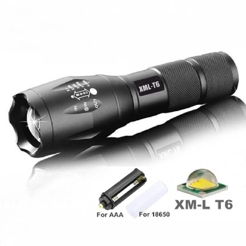 Đèn pin siêu sáng nhật bản - Đèn pin led mini XML-T6 cao cấp,cự ly chiếu cực xa,chống nước tốt + Tặng kèm pin sạc,cốc sạc,hộp đẹp Fullbox