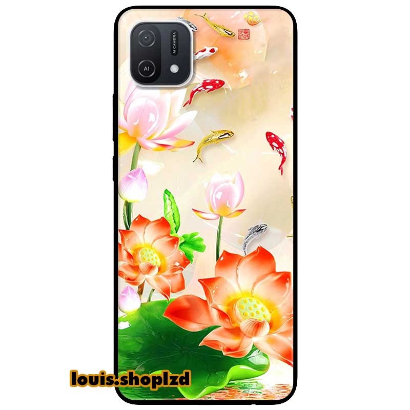 Ốp lưng dành cho oppo a16k mẫu sen đỏ và koi