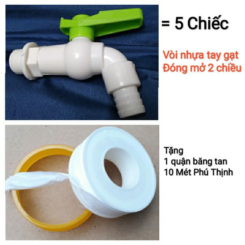 5 Chiếc Vòi Nhựa Kiểu Thái Tặng Băng Tan. Tay Gạt Đóng Mở 2 Chiều Thông Minh