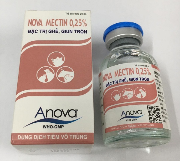 Nova Mectin 0.25% 20ML - ghẻ, giun tròn