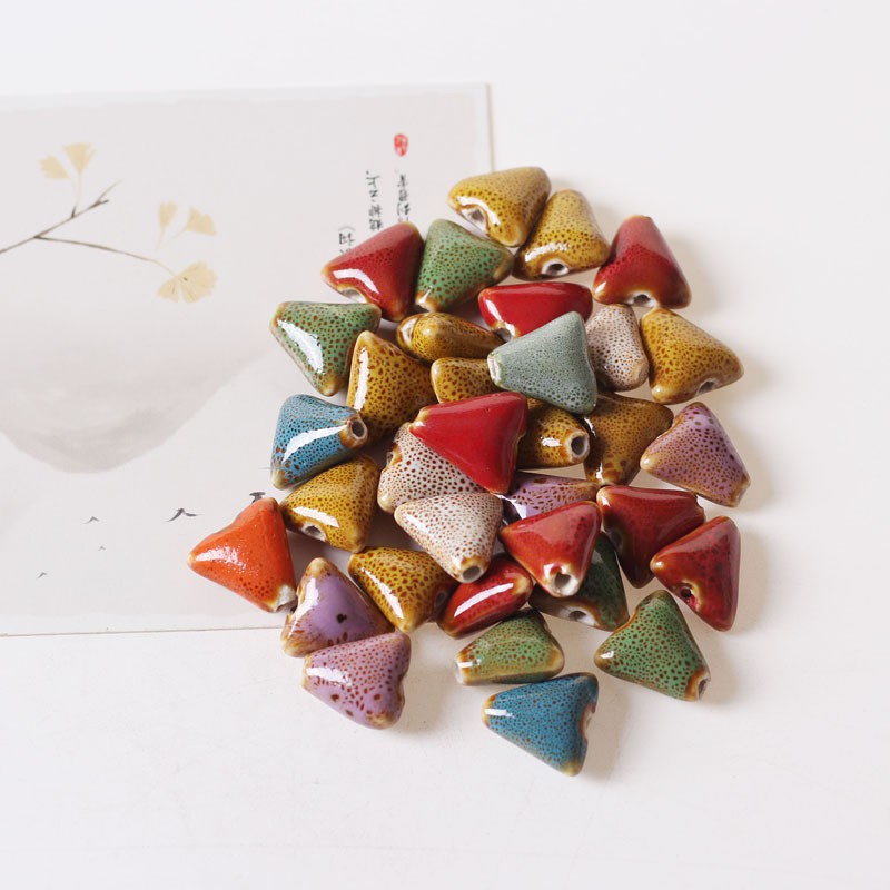 Hạt gốm tam giác túi 5 viên làm vòng tay handmade
