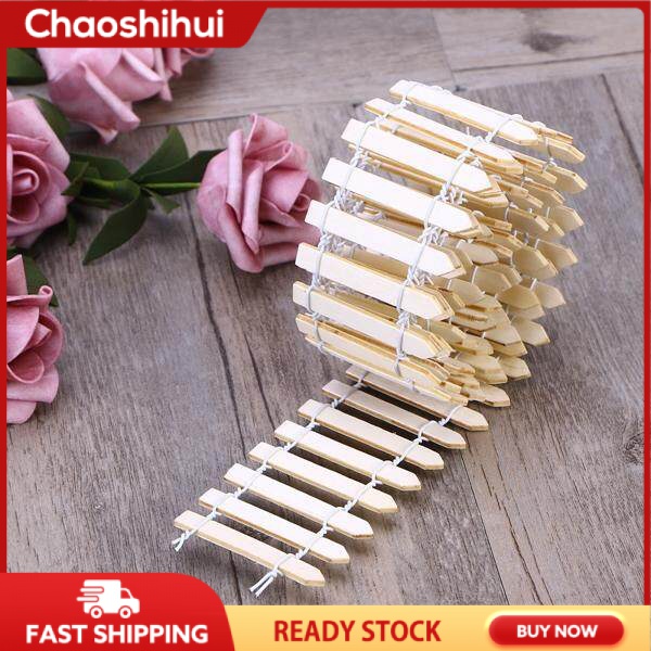 100cm x 5cm Mini Small Wood Fence DIY Dollhouse Barrier Wooden Craft Miniature Fairy Garden Micro Plant Pot Decor Bonsai Terrarium Ornament