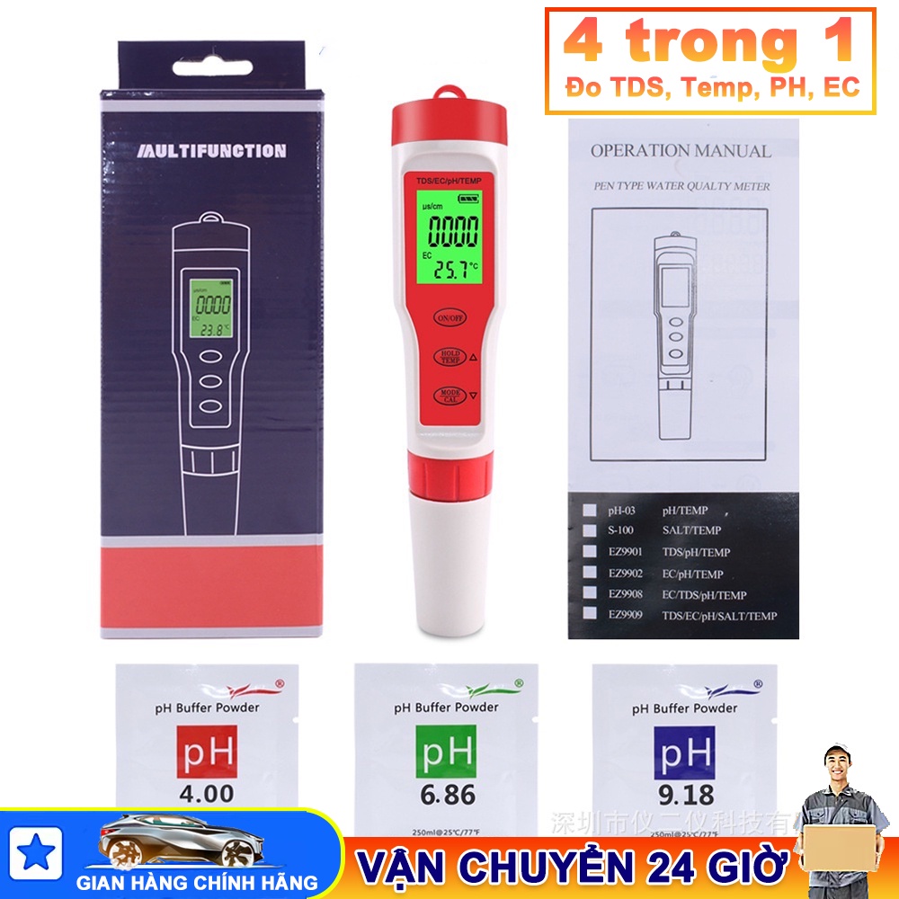 Bút đo độ mặn của nước 5 trong 1 ph/tds/ec/độ mặn/nhiệt độ kèm 3 gói ph chuẩn （gửi đi miễn phí pin）homeaid bút kiểm tra độ ph/tds/ec/độ mặn/nhiệt độ máy kiểm tra chất lượng nước đa năng cho tính axit và kiềm, bút kiểm tra chất lượng nước 5 trong