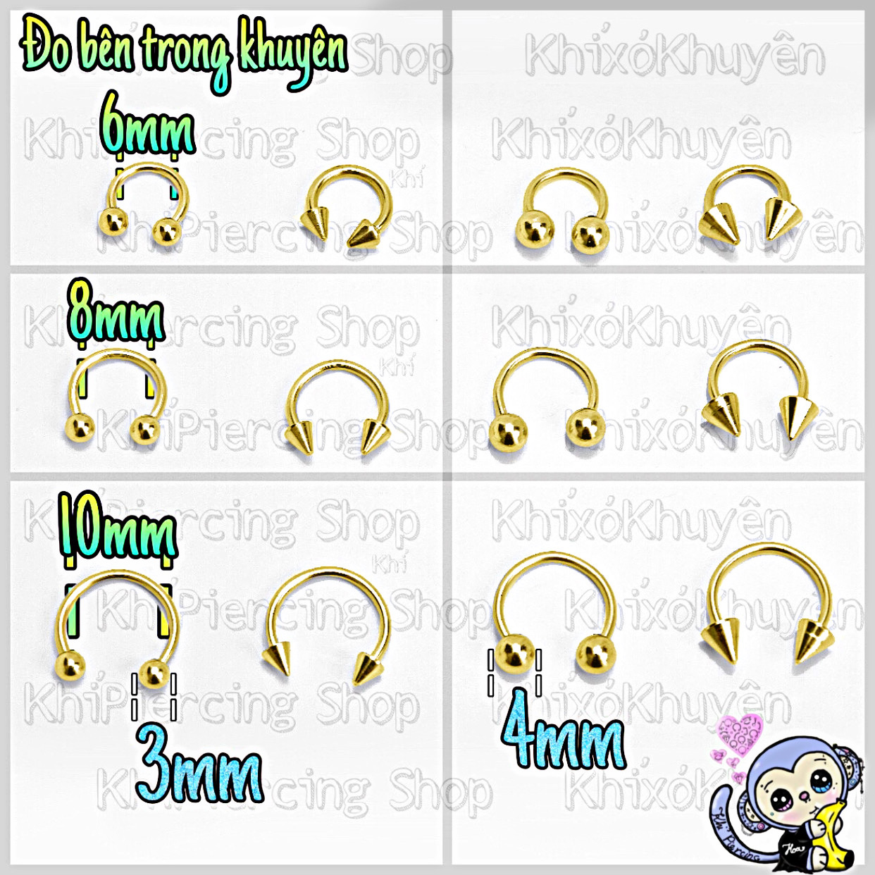 Khuyên Tai / Môi / đeo được nhiều vị trí khuyên chữ U