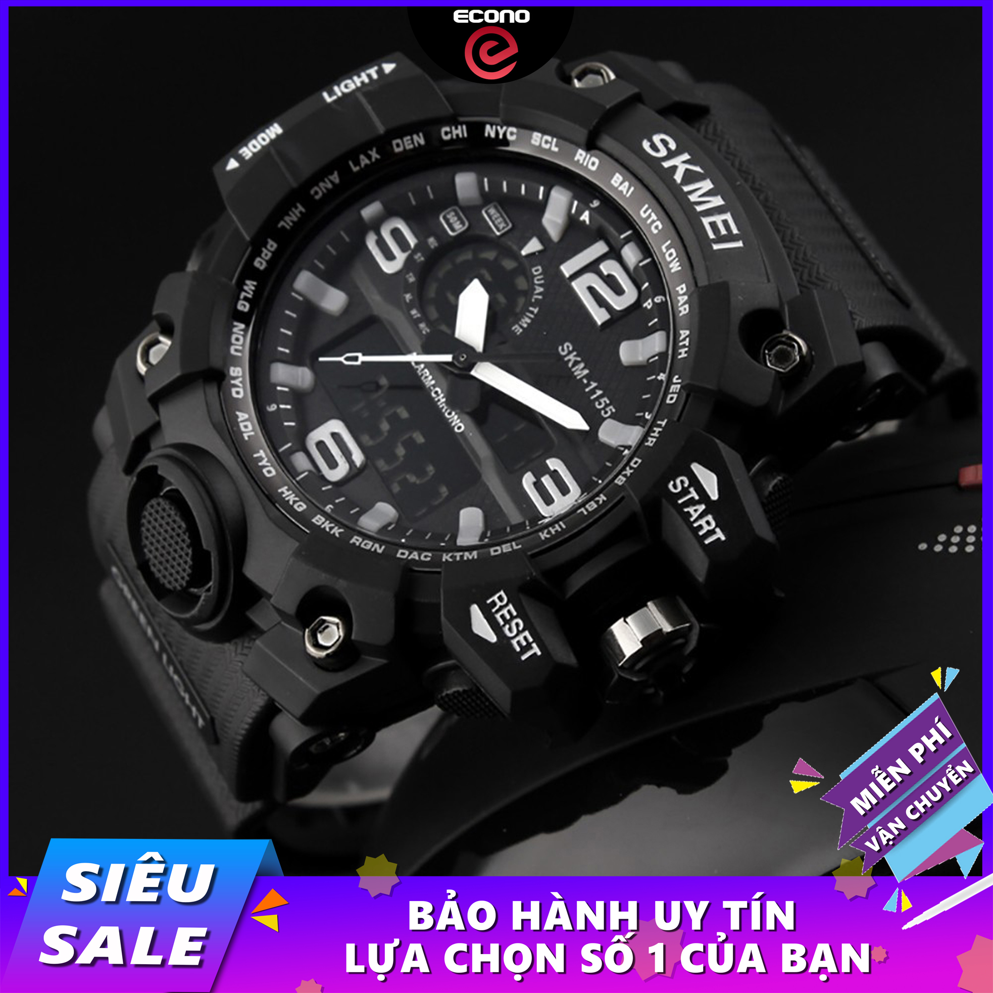 Đồng Hồ Thời Trang, Đồng Hồ Thông Minh, Đồng Hồ SKMEI 1155B Kim Điện Tử, Đồng Hồ Chống Nước, Phiên Bản Nâng Cấp Mới 2019, Kiểu Dáng Thể Thao, Chất Lượng, Độ Bền Cao