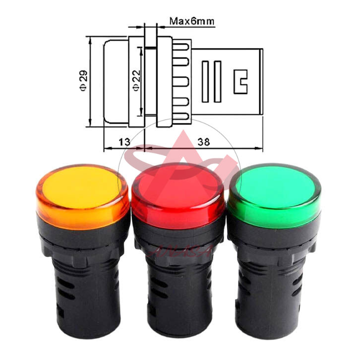 Đèn Báo Tủ Điện 220V Phi 22mm