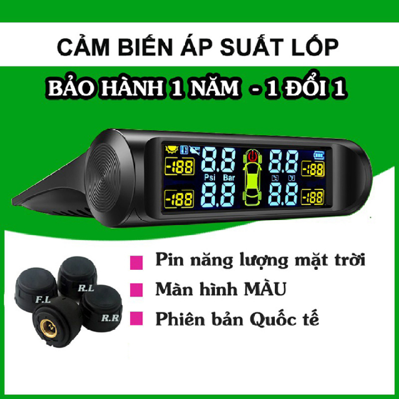 Cảm biến áp suất lốp Solar van ngoài báo nhiệt độ công nghệ Nhật Bản cho xe hơi ô tô 4 bánh – Bảo Hành 12 Tháng 1 đổi 1