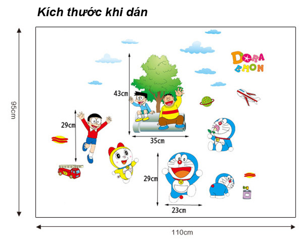 Decal dán tường Doremon và các bạn