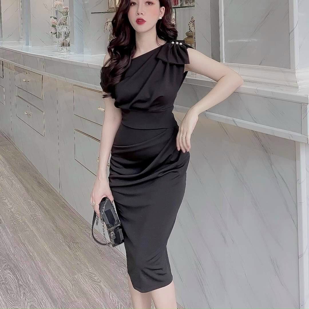 Đầm body nơ vai-THH#damnu