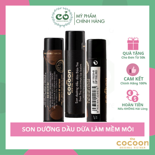 [HCM]Son Dưỡng Mềm Môi Dầu Dừa Bến Tre Cocoon 5g nhập khẩu