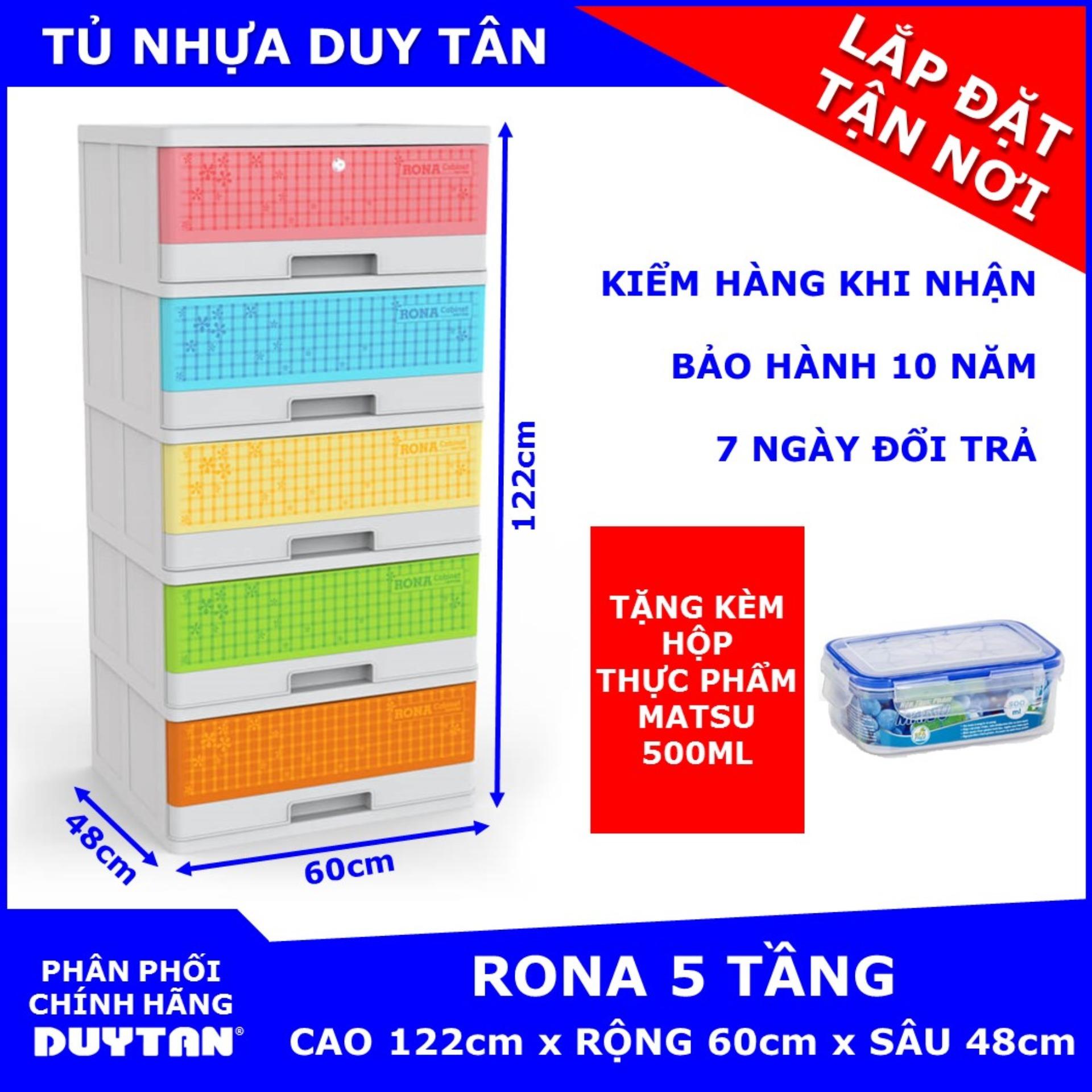 Tủ nhựa Duy Tân RONA 5 tầng Tặng Hộp đựng thực phẩm cao cấp MATSU Duy Tân 500ml