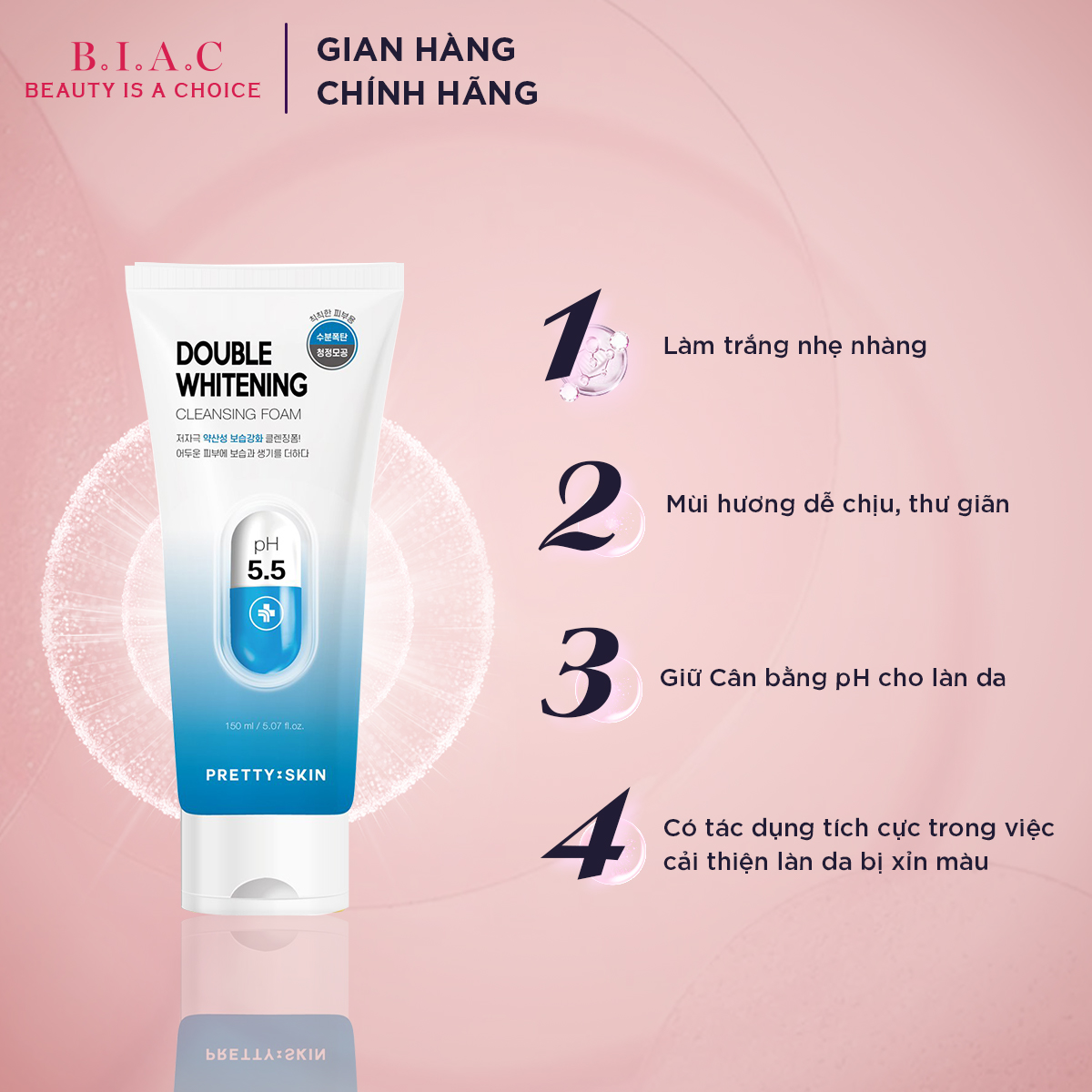 Sữa rửa mặt PRETTYSKIN DOUBLE WHITENING 150ml
